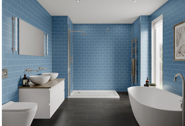 Misty Blue Metro Tile Multipanel Wall Panel